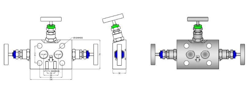 Pipe Gauge 90° Syphon Main View